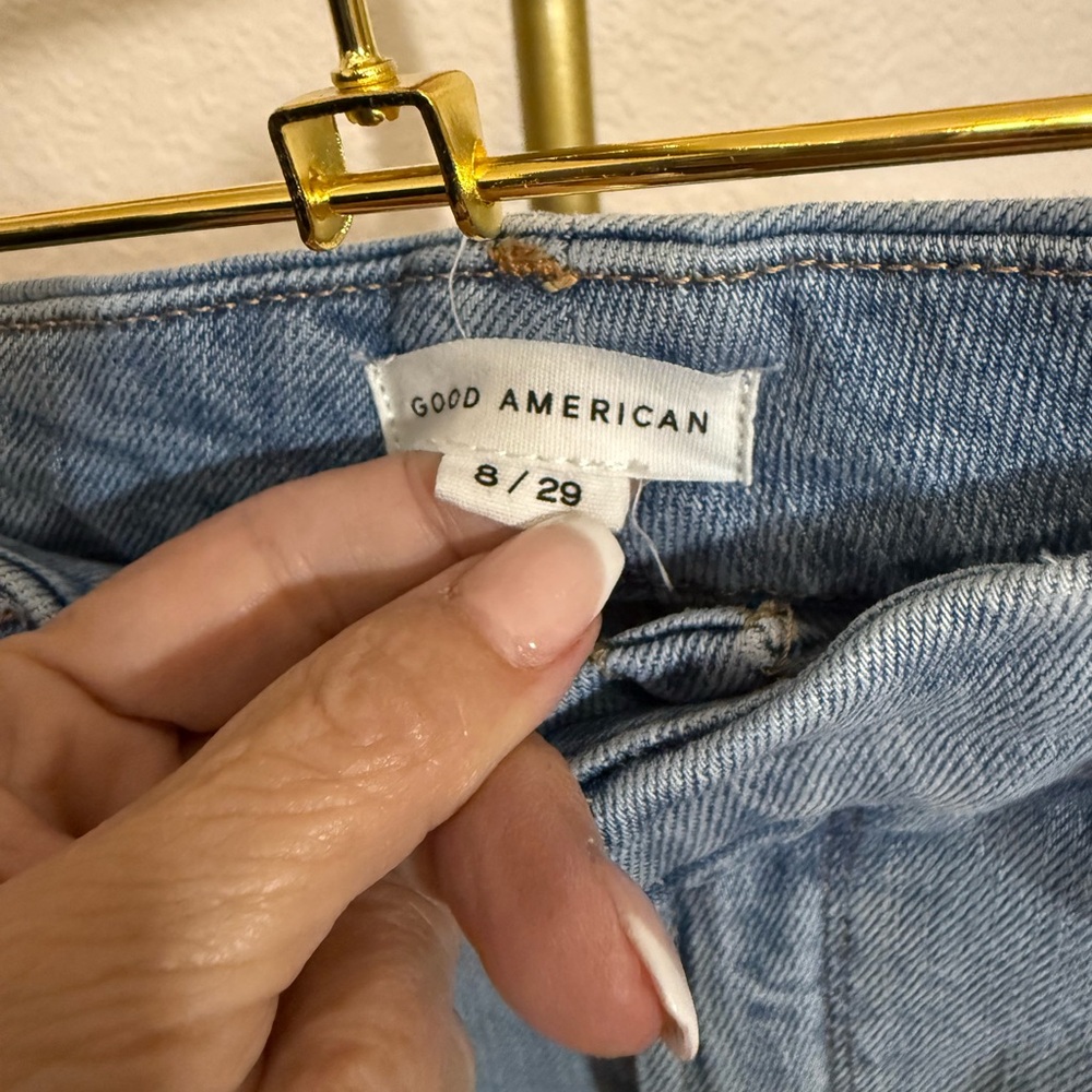 Good American Good Skate Light Blue Wide-Leg Jeans - Picture 4 of 9